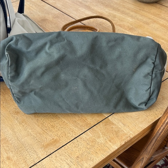 Llbean boat and tote  Canvas Tote Bag with Leather Handles flannel lining - Picture 3 of 5